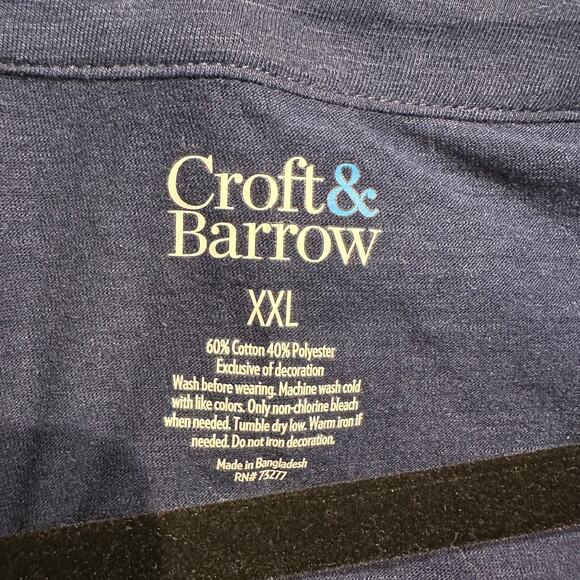 NWT Croft & Barrow Size XXL Knit Sleeveless Top Embroidered Neckline Navy Comfy - Picture 3 of 8